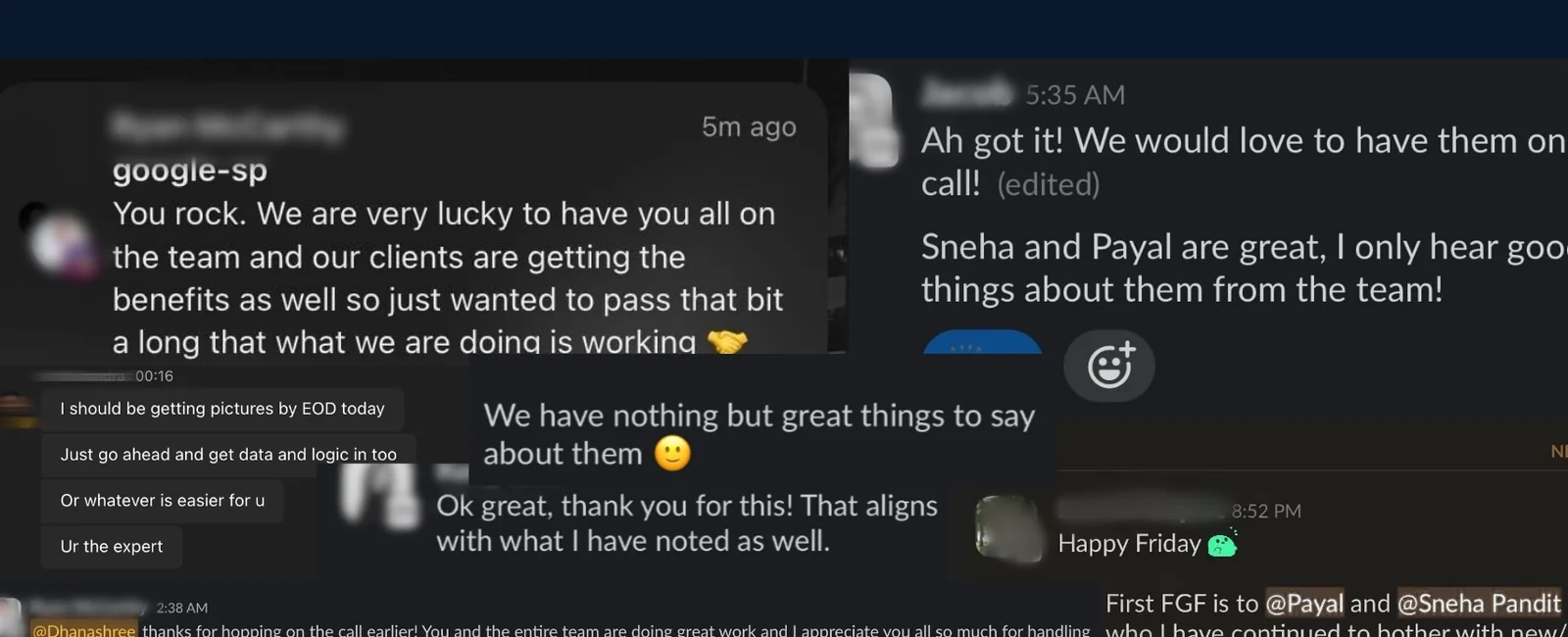Messages from Sorted clients and partners